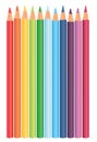 Multicolored pencils in a raw, vector