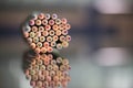 Multicolored pencils on the table. A stack of colored pencils ti Royalty Free Stock Photo