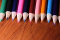 Multicolored pencils on the table. A stack of colored pencils ti Royalty Free Stock Photo