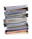 Multicolored pile of binders / files with papers Royalty Free Stock Photo