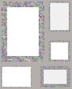 Multicolored pixel mosaic page layout border set