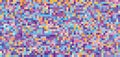 Multicolored pixel mosaic by violet, orange and blue. Tessellated pattern. CMYK colors