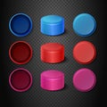 Multicolored plastic bottle caps vector set Royalty Free Stock Photo