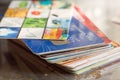 Credit cards multicolored plastic