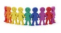 Multicolored plastic figurines in a circle, each resembling a simplified human form. Royalty Free Stock Photo