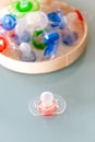 Multicolored plastic pacifier Royalty Free Stock Photo