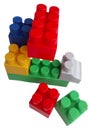 Multicolored plastic toy building blocks isolated Royalty Free Stock Photo