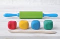 Multicolored plasticine modeling tools.