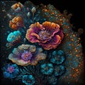 Multicolored pointillist painting of a flower with bright colors created by Generative Ai