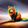 multicolored portrait of a cat