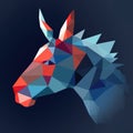 Multicolored portrait of a horse in the style of cubism. AI generative illustration