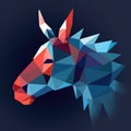 Multicolored portrait of a horse in the style of cubism. AI generative illustration