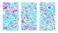 Multicolored psychedelic absinthe background set, vector artworks. Vertical good vibes colorful templates, vivid posters and cover