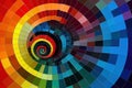 Multicolored psychedelic spiral abstract background. Spiral chromatic color wheel of primary colors photor