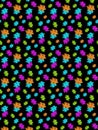 Multicolored puzzle elements on black background, seamless texture