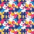 Multicolored Puzzle Piece Pattern on White Background