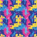 Multicolored Puzzle Piece Pattern on White Background