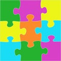 Multicolored puzzle with a white outline