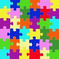 Multicolored puzzle with a white outline