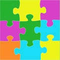 Multicolored puzzle with a white outline