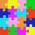 Multicolored puzzle with a white outline