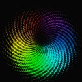 Colorful rainbow abstract swirl dots pattern on a black background. Logo design texture. Royalty Free Stock Photo