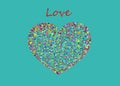 Multicolored rainbow confetti in the shape of a heart. Vector. Royalty Free Stock Photo