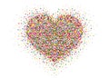 Multicolored rainbow confetti in the shape of a heart. Vector. Royalty Free Stock Photo