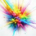 multicolored rainbow powder paint explosion