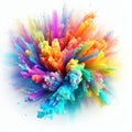 multicolored rainbow powder paint explosion