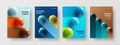 Multicolored realistic orbs cover concept set. Simple poster A4 design vector illustration bundle. Royalty Free Stock Photo