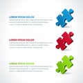 Multicolored realistic puzzle jigsaw piece information workflow business scheme template vector