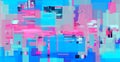Multicolored rectangles, digital abstract painting. Beautiful random colors background artwork. Painting in blue colors scheme