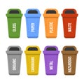 Multicolored recycle standing waste bins for separate garbage collection Royalty Free Stock Photo