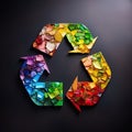 Multicolored Recycling Arrows Button Logo Recycle Symbol Environmental Glass Waste Rubbish Design Garbage Graphic