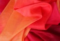Multicolored red orange silk fabric