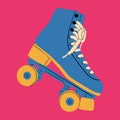 Multicolored retro roller skates, quads. Vector illustration in flat cartoon style.