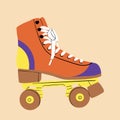 Multicolored retro roller skates, quads. Vector illustration in flat cartoon style.