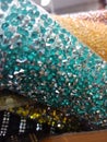 Multicolored rolled crystal beads