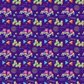Multicolored roller skates. Retro 90s pattern. Vector illustration.