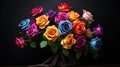 Multicolored Rose Bouquet in Vase Royalty Free Stock Photo