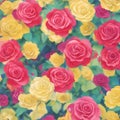 multicolored rose and flowers pattern background Royalty Free Stock Photo