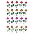 Multicolored roses lined in rows. Floral background. Vector set roses. Royalty Free Stock Photo