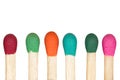 Multicolored row of matches Royalty Free Stock Photo