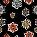 Multicolored seamless australian ethnic, aboriginal dots ethnic style pattern Royalty Free Stock Photo