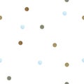 Multicolored seamless pattern of circles, polka dots, spots of blue, brown and black colors. Watercolor illustration Royalty Free Stock Photo