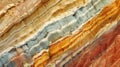 Multicolored sedimentary rock layers. Macro shot of geological formation