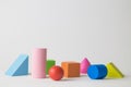 Multicolored set of 3D shapes toy abstract