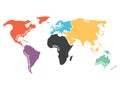 Multicolored simplified world map divided to continents