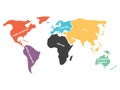 Multicolored simplified world map divided to continents Royalty Free Stock Photo